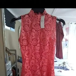 Coral lace short dress